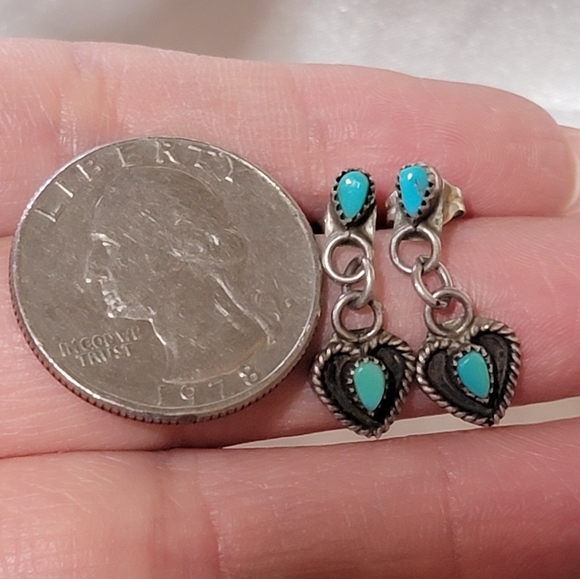 Vintage Sterling Turquoise Drop Earrings - Picture 3 of 3